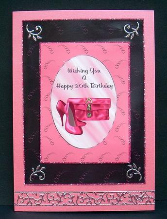 A4 Pink Shoes & Purse 30th Birthday by Joyce Watson