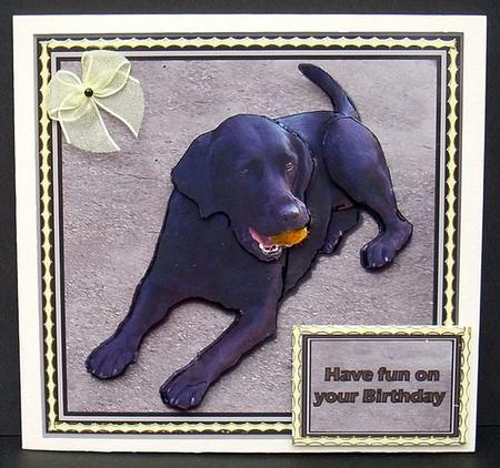 Black Labrador & Ball 3D Decoupage by Joyce Watson