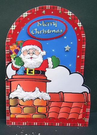 Santa in a Chimney Cutaway Card by Joyce Watson