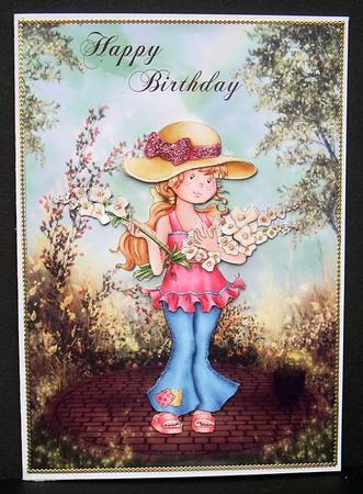 The Little Flower Girl Card Front with Decoupage by Joyce Watson