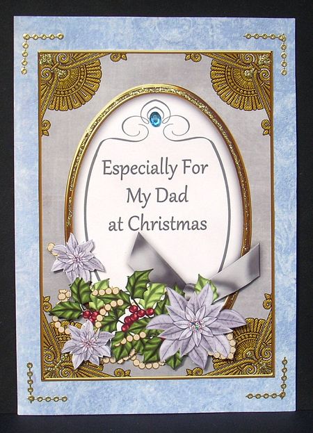 Silver Poinsettia Dad at Christmas Oval 7x5 Step by Step by Joyce Watson