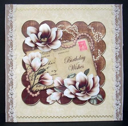 Chocolate Magnolia Birthday Wishes 6in Scallop Step by Step by Joyce Watson