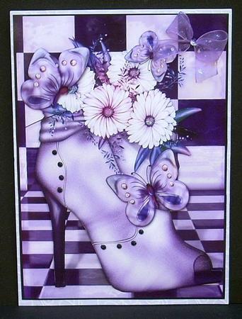 Lavender Flowerheads Over Heel Decoupage by Joyce Watson