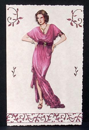Art Deco Lady Elise (pink) Decoupage by Joyce Watson