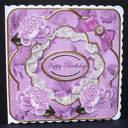 Lilac Rose Happy Birthday Fancy 8in Decoupage Cf Kit by Joyce Watson