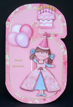 6 Today Little Princess Birthday Shape Card by Joyce Watson