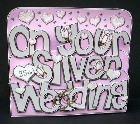 3D Silver Wedding with Roses Pop Out Word Card Kit by Joyce Watson