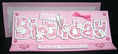 Large Dl Birthday Flowers Easel Card Kit N Envelope by Joyce Watson