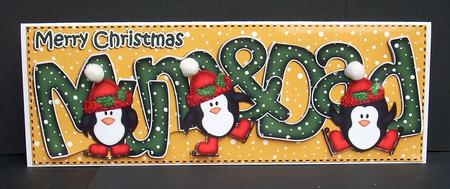 Large Dl Xmas Mum N Dad with Penguins Quick Card N Decoupage by Joyce Watson