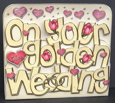 3D Golden Wedding with Roses Pop Out Word Card Kit by Joyce Watson