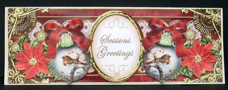 Red Robin Bauble Seasons Greetings Large Dl Topper by Joyce Watson