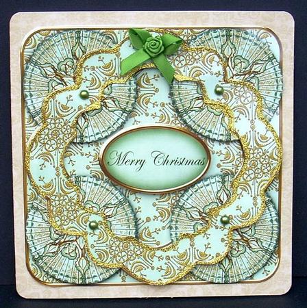 Mint Goldflake Merry Christmas 3D Rosette Topper by Joyce Watson