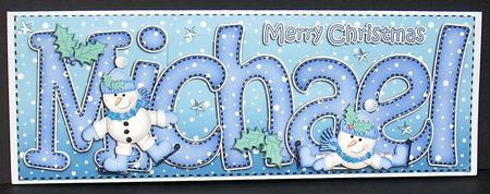 Large Dl Michael Quick Card with Snowmen N 3D Decoupage by Joyce Watson