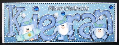 Large Dl Kieran Quick Card with Penguins N 3D Decoupage by Joyce Watson