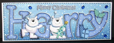 Large Dl Harry Quick Card with Polar Bears N 3D Decoupage by Joyce Watson