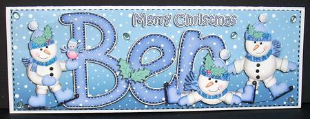 Large Dl Ben Quick Card with Snowmen N 3D Decoupage by Joyce Watson