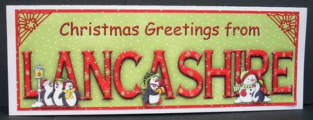 Merry Christmas from Lancashire Large Dl Word Card by Joyce Watson