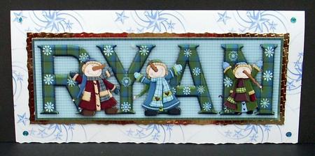 Snowman Fun Ryan Large Dl Name Card by Joyce Watson