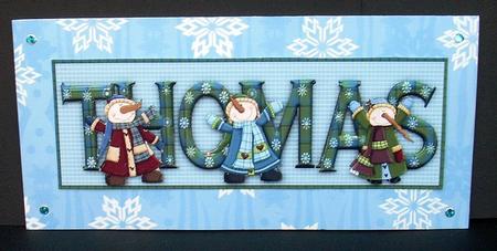 Snowman Fun Thomas Large Dl Name Card by Joyce Watson