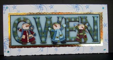 Snowman Fun Owen Large Dl Name Card by Joyce Watson