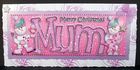 Large Dl Xmas Mum with Snowmen Quick Card 3D Decoupage by Joyce Watson