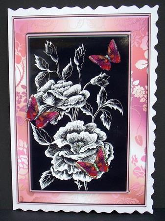 Black and White Roses with Butterflies Topper by Joyce Watson
