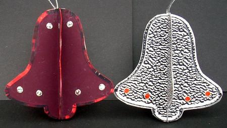 3D Bell Tree Decoration in Red and Silver by Joyce Watson