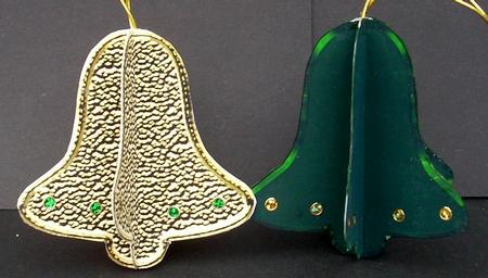 3D Bell Tree Decoration in Green and Gold by Joyce Watson