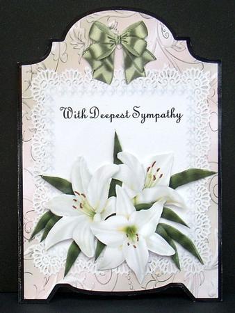 Screen Shaped Card Sympathy Lillies by Joyce Watson