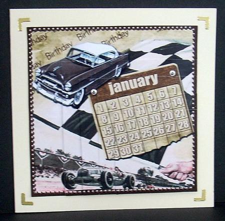 January Car Birthday 5in Square One Corner Stacker by Joyce Watson