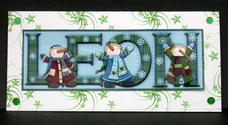 Snowman Fun Leon Large Dl Name Card by Joyce Watson