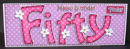 50th Birthday Fifty Large Dl Quick Card N 3D Decoupage by Joyce Watson
