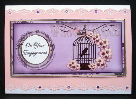 Lilac Birdcage Your Engagement Dl Decoupage Topper by Joyce Watson