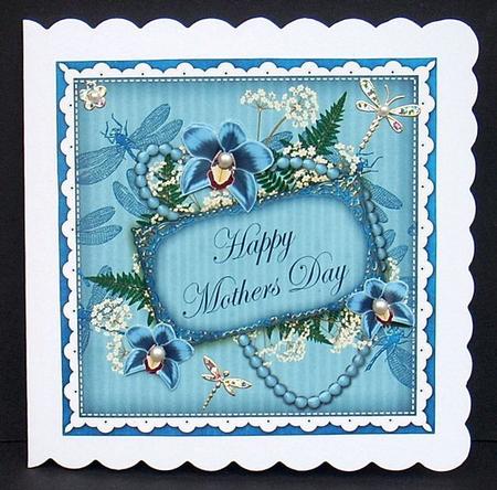 Teal Orchid Happy Mothers Day 8in Vintage Decoupage Topper by Joyce Watson