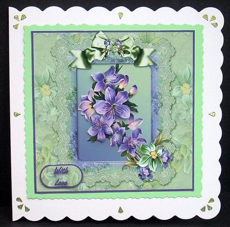 Flowers, Lace and Ribbons 7" x 7" Card Front by Joyce Watson