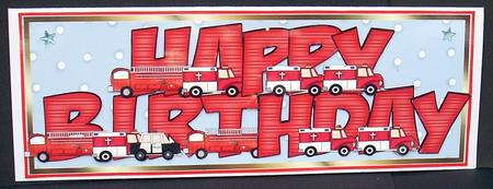 Large Dl Card - Emergency Vehicles Birthday by Joyce Watson
