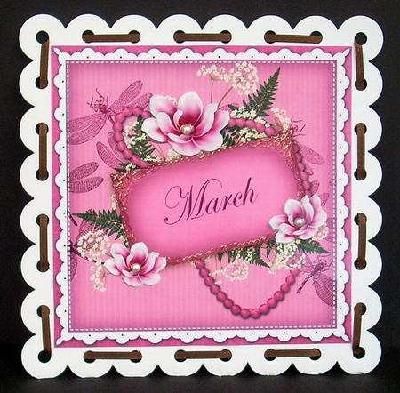 Cerise Magnolia March 8in Vintage Decoupage Topper by Joyce Watson