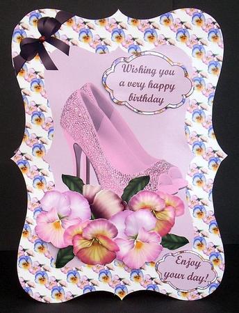 Shoes and Flowers Bracket Shaped Card Kit by Joyce Watson