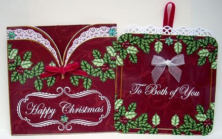 Red Christmas Holly Both of You Vintage Pocket Pull Card Kit by Joyce Watson