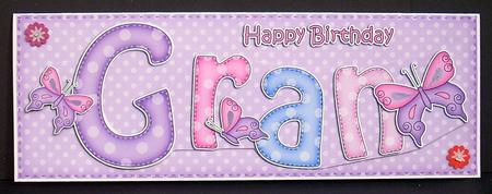 Large Dl Birthday Gran Butterflies Card & 3D Decoupage by Joyce Watson