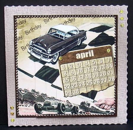 April Car Birthday 5in One Corner Stacker by Joyce Watson