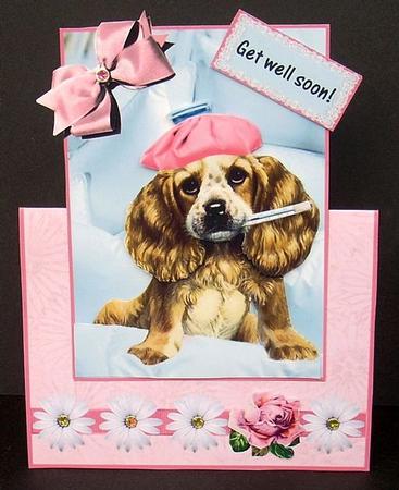 Get Well Soon, Pink Decoupage. No Hole-over the Edge by Joyce Watson
