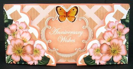 Peach Blossom Anniversary Wishes Fancy Lattice 3D Card Kit by Joyce Watson