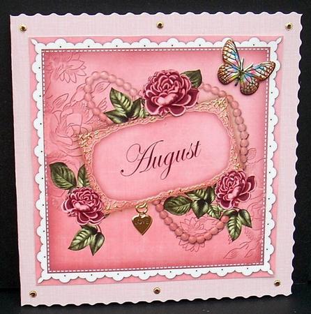 Cerise Roses August 8in Vintage Decoupage Topper by Joyce Watson