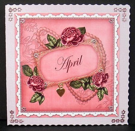 Cerise Roses April 8in Vintage Decoupage Topper by Joyce Watson