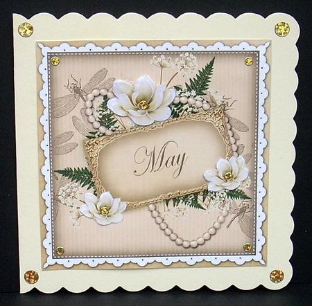 Cream Magnolia May 8in Vintage Decoupage Topper by Joyce Watson