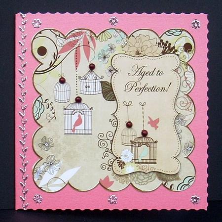 Cream Birdcage Aged to Perfection 8in Scallop Topper by Joyce Watson