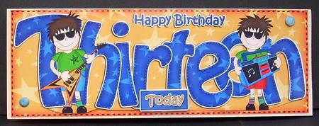13th Birthday Large Dl Quick Card N 3D Decoupage by Joyce Watson