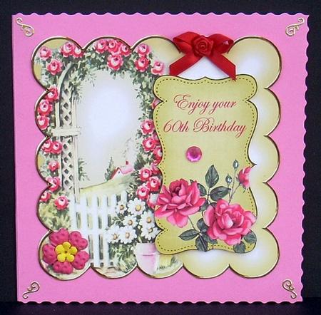 Lemon Rose Arch 60th Birthday 8in Scallop Topper by Joyce Watson