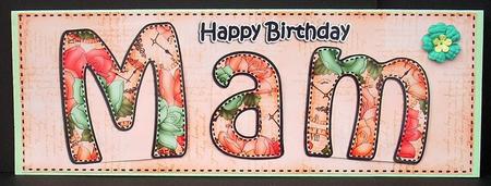 Large Dl Birthday Mam Card & 3D Decoupage by Joyce Watson